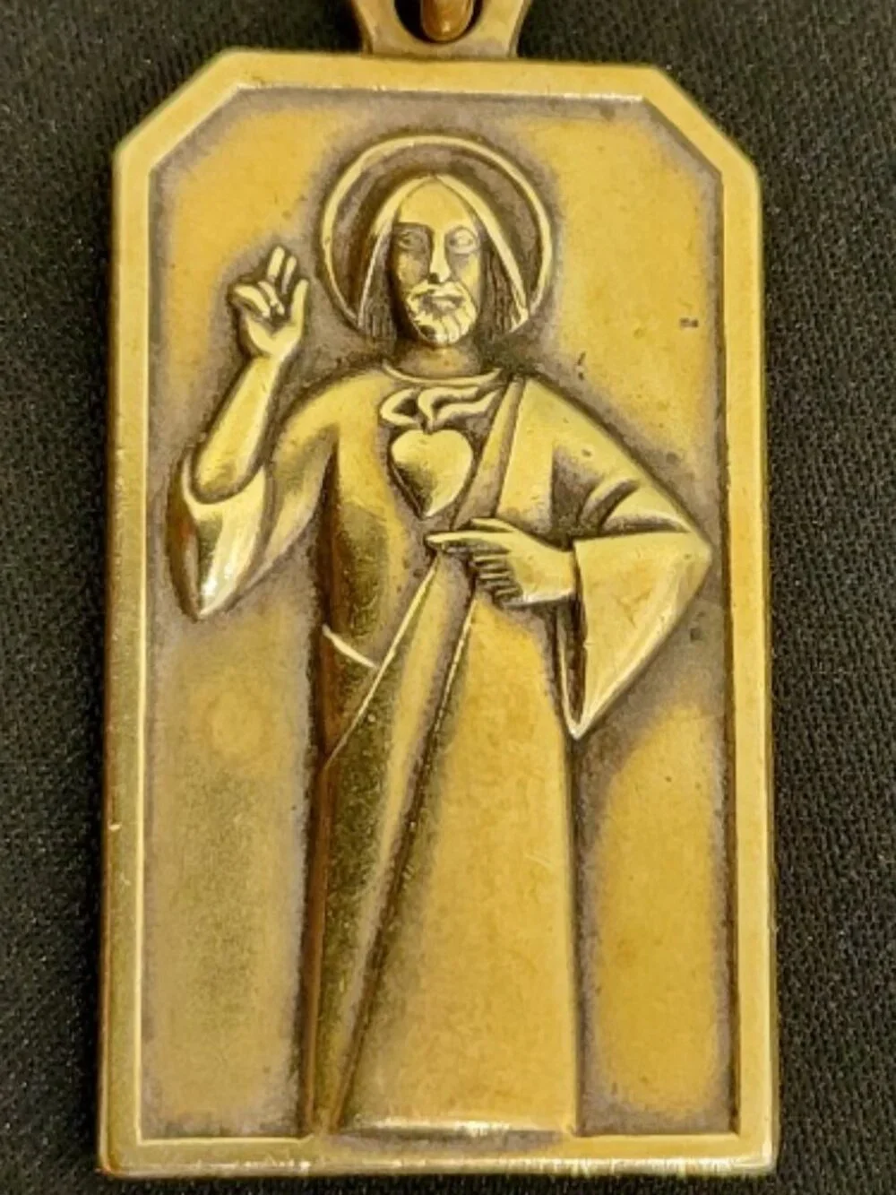 Vintage Italian Brass Scapular (Religious) Keychain